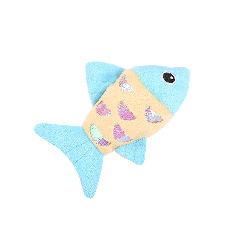 KFX-5262653 Interactive Cat Fish Toys with Crinkle Paper and Catnip - Soft Plush for Chewing and Dental Health