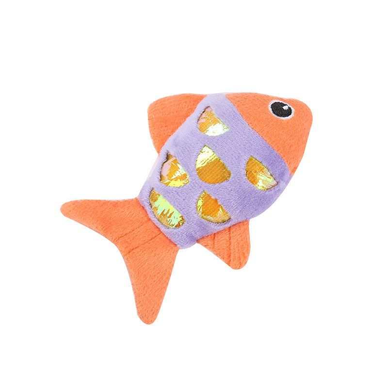 KFX-5262653 Interactive Cat Fish Toys with Crinkle Paper and Catnip - Soft Plush for Chewing and Dental Health