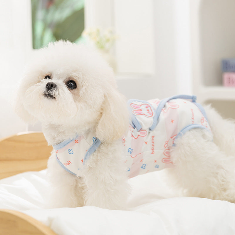 KFX-5263933 Cute Recovery Suit for Small Dogs and Cats - Anti-Licking Belly Wrap with Bear and Rabbit Patterns