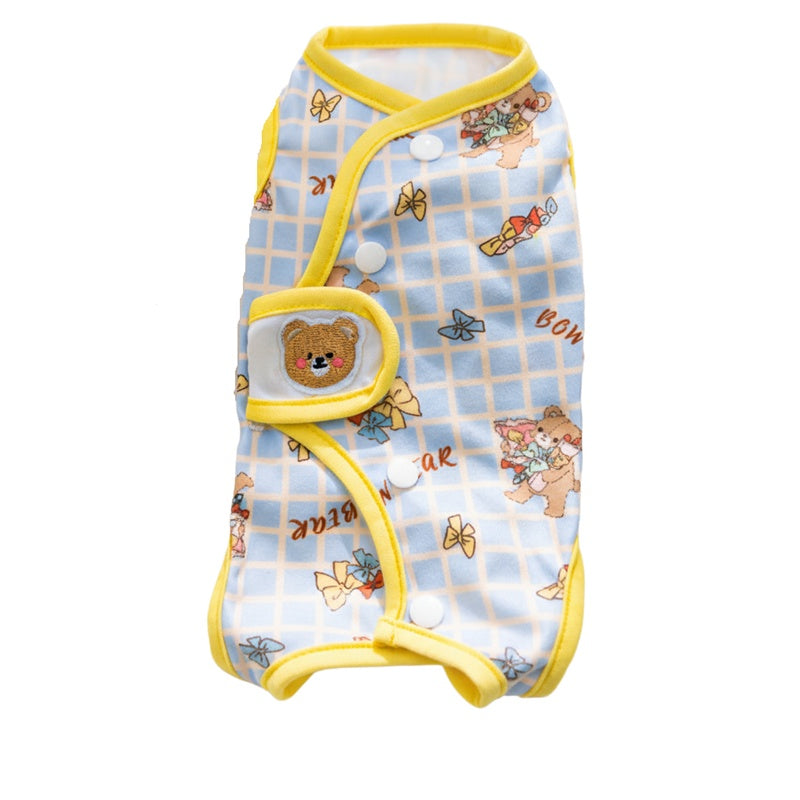 KFX-5263933 Cute Recovery Suit for Small Dogs and Cats - Anti-Licking Belly Wrap with Bear and Rabbit Patterns