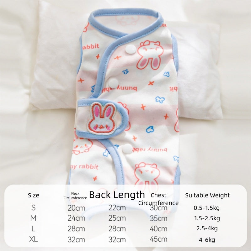 KFX-5263933 Cute Recovery Suit for Small Dogs and Cats - Anti-Licking Belly Wrap with Bear and Rabbit Patterns