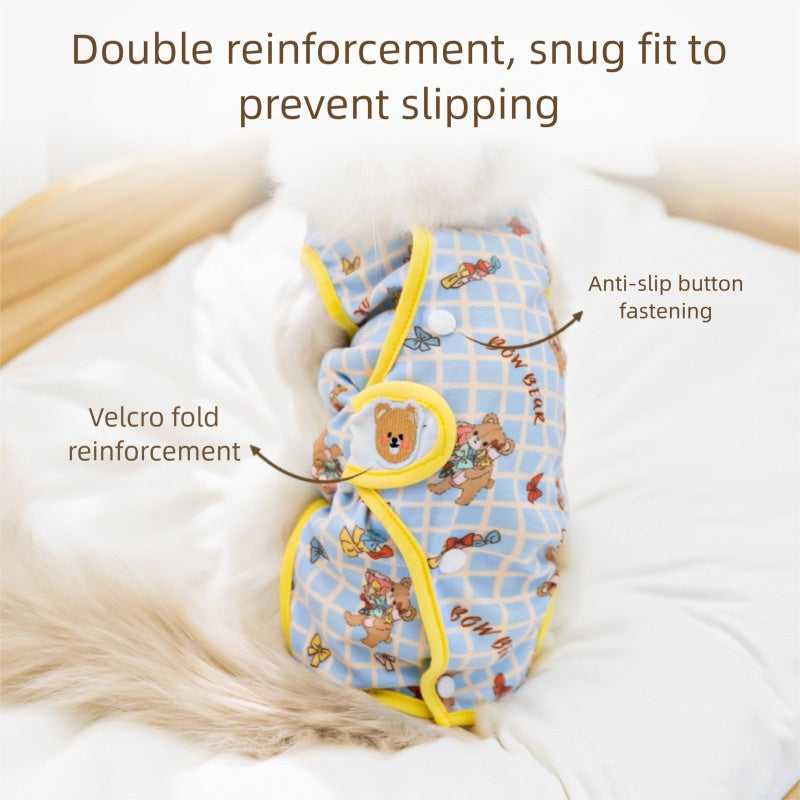KFX-5263933 Cute Recovery Suit for Small Dogs and Cats - Anti-Licking Belly Wrap with Bear and Rabbit Patterns