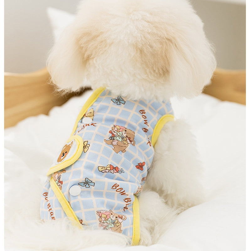 KFX-5263933 Cute Recovery Suit for Small Dogs and Cats - Anti-Licking Belly Wrap with Bear and Rabbit Patterns