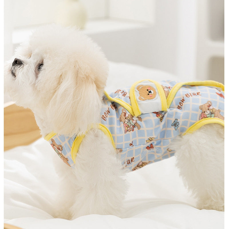 KFX-5263933 Cute Recovery Suit for Small Dogs and Cats - Anti-Licking Belly Wrap with Bear and Rabbit Patterns