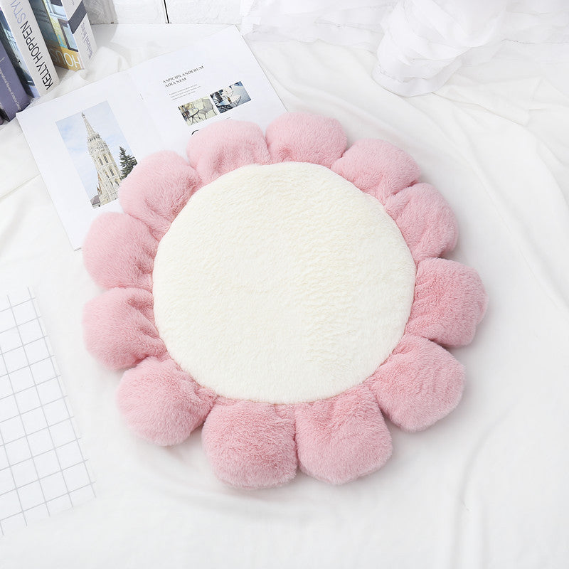 KFX-5267005 Soft Waxy Rabbit Velvet Pet Mat - Stylish Flower Design, Available in Four Colors and Three Sizes