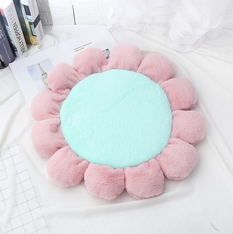 KFX-5267005 Soft Waxy Rabbit Velvet Pet Mat - Stylish Flower Design, Available in Four Colors and Three Sizes