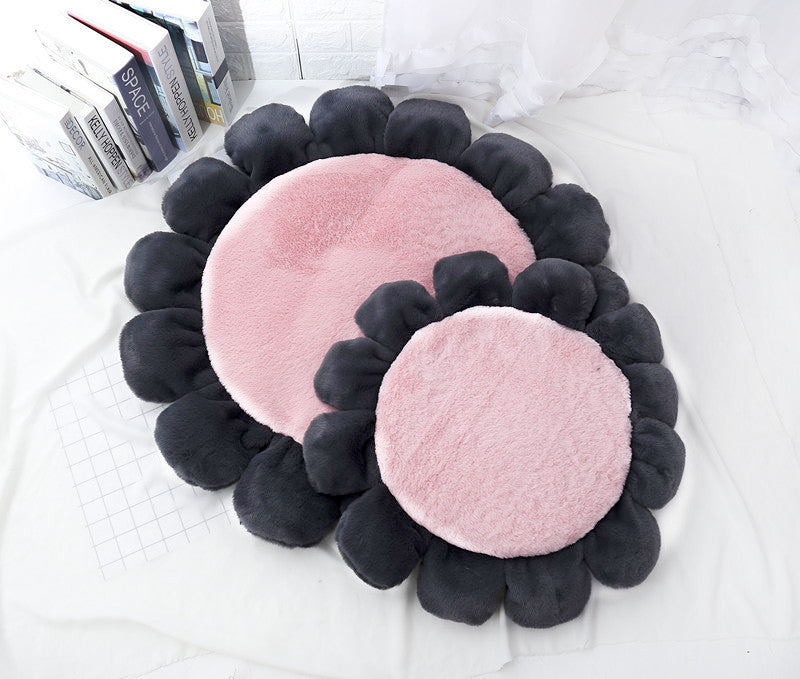 KFX-5267005 Soft Waxy Rabbit Velvet Pet Mat - Stylish Flower Design, Available in Four Colors and Three Sizes