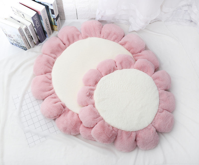 KFX-5267005 Soft Waxy Rabbit Velvet Pet Mat - Stylish Flower Design, Available in Four Colors and Three Sizes