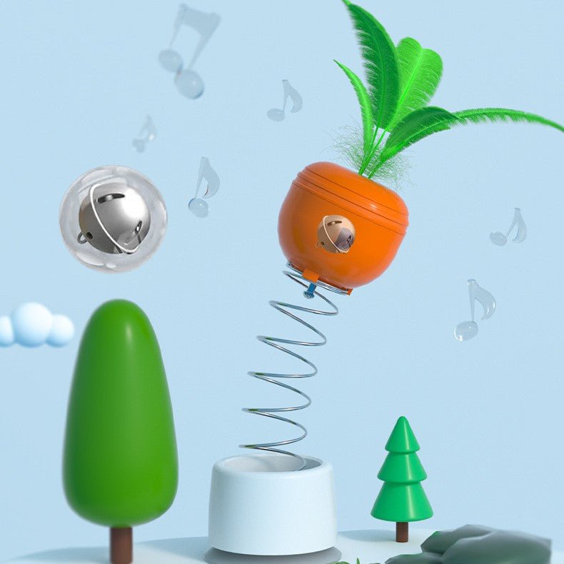KFX-5268925 Interactive Carrot Tumbler Feeder Toy for Cats - Puzzle Game for Fun and Exercise, 6.3x6.3x9cm