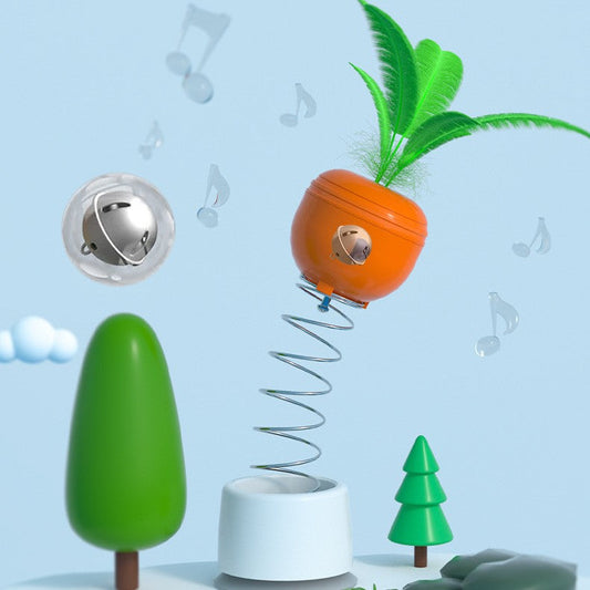 KFX-5268925 Interactive Carrot Tumbler Feeder Toy for Cats - Puzzle Game for Fun and Exercise, 6.3x6.3x9cm