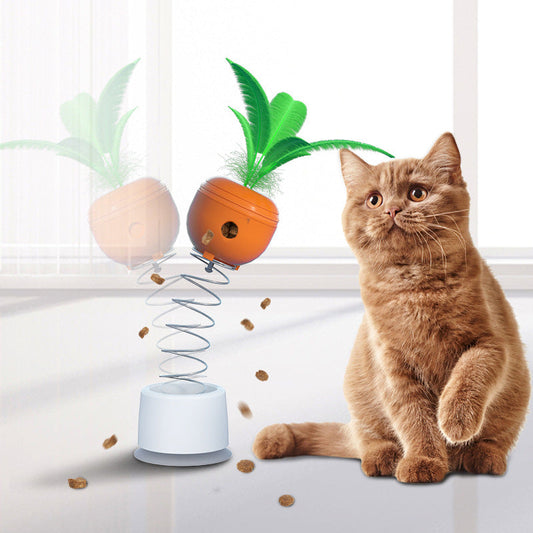KFX-5268925 Interactive Carrot Tumbler Feeder Toy for Cats - Puzzle Game for Fun and Exercise, 6.3x6.3x9cm