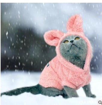 KFX-5269309 Cozy Cotton Plush Cat Outfit in Pink and Grey - Multiple Sizes Available