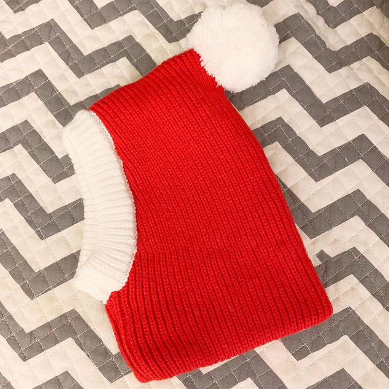 KFX-5269949 Cozy Red Woolen Hat for Pets - Sizes S to XL for Autumn and Winter