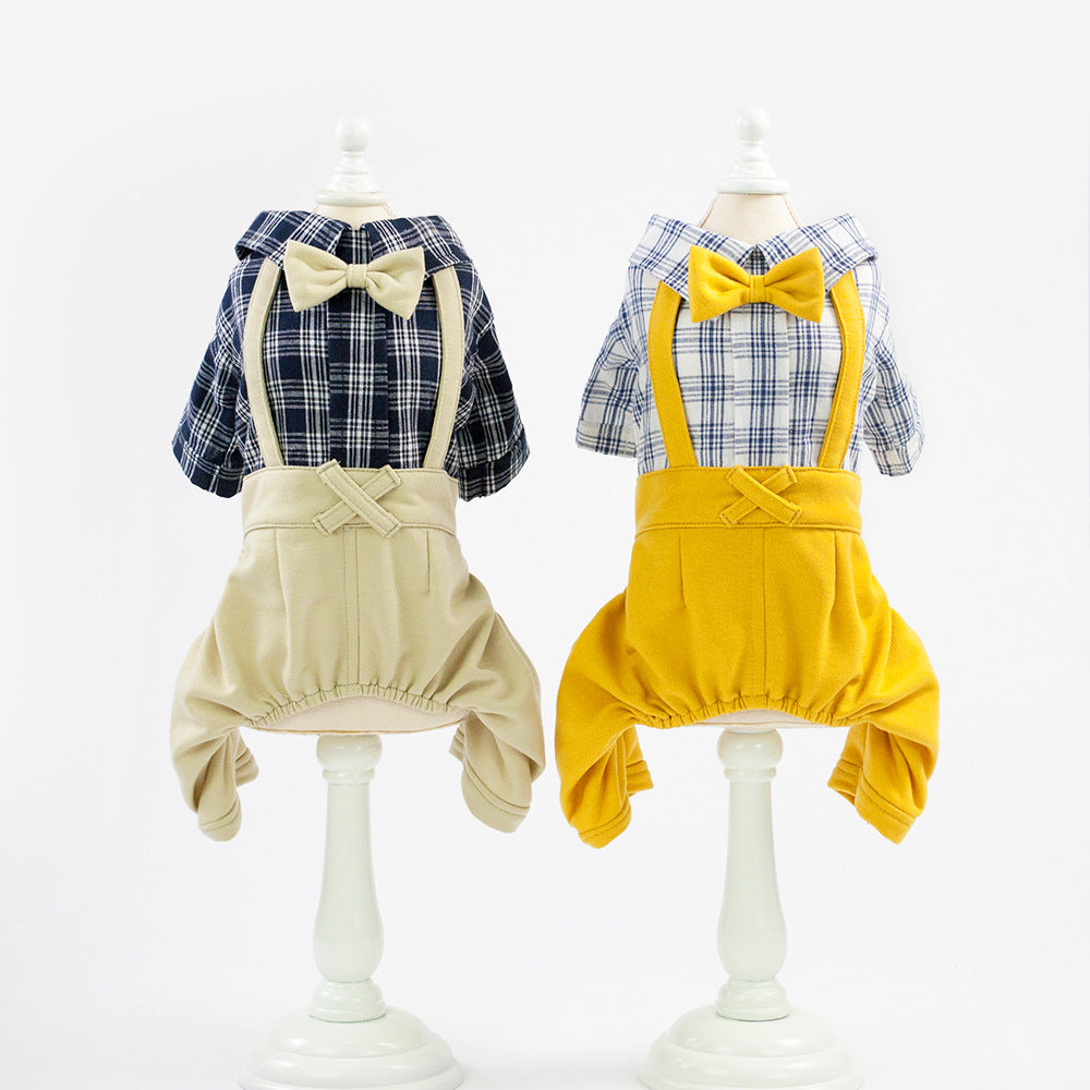 KFX-5270717 Stylish Cotton Dog Clothes for Spring and Summer – Yellow & Khaki, Sizes S to XXL