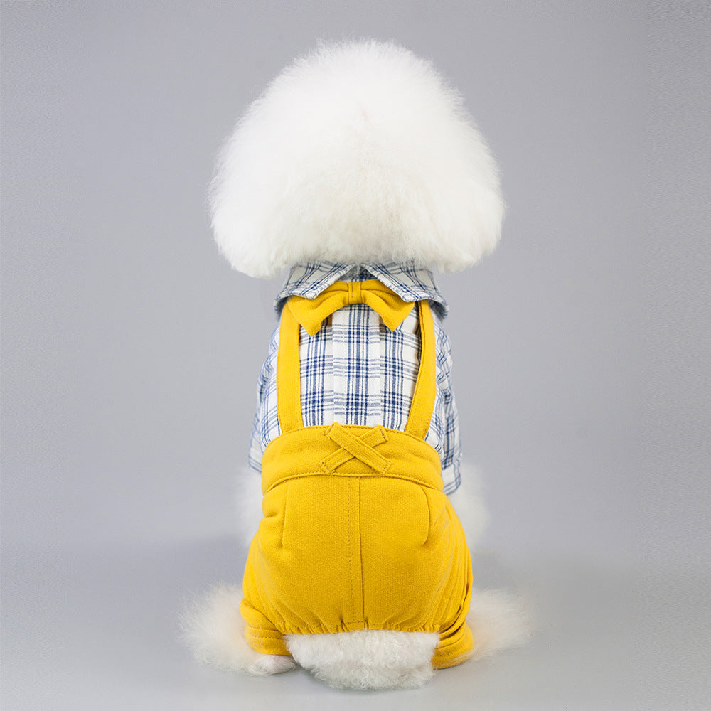 KFX-5270717 Stylish Cotton Dog Clothes for Spring and Summer – Yellow & Khaki, Sizes S to XXL
