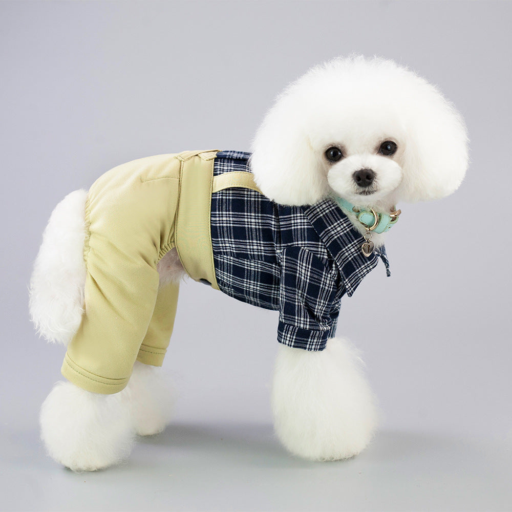 KFX-5270717 Stylish Cotton Dog Clothes for Spring and Summer – Yellow & Khaki, Sizes S to XXL