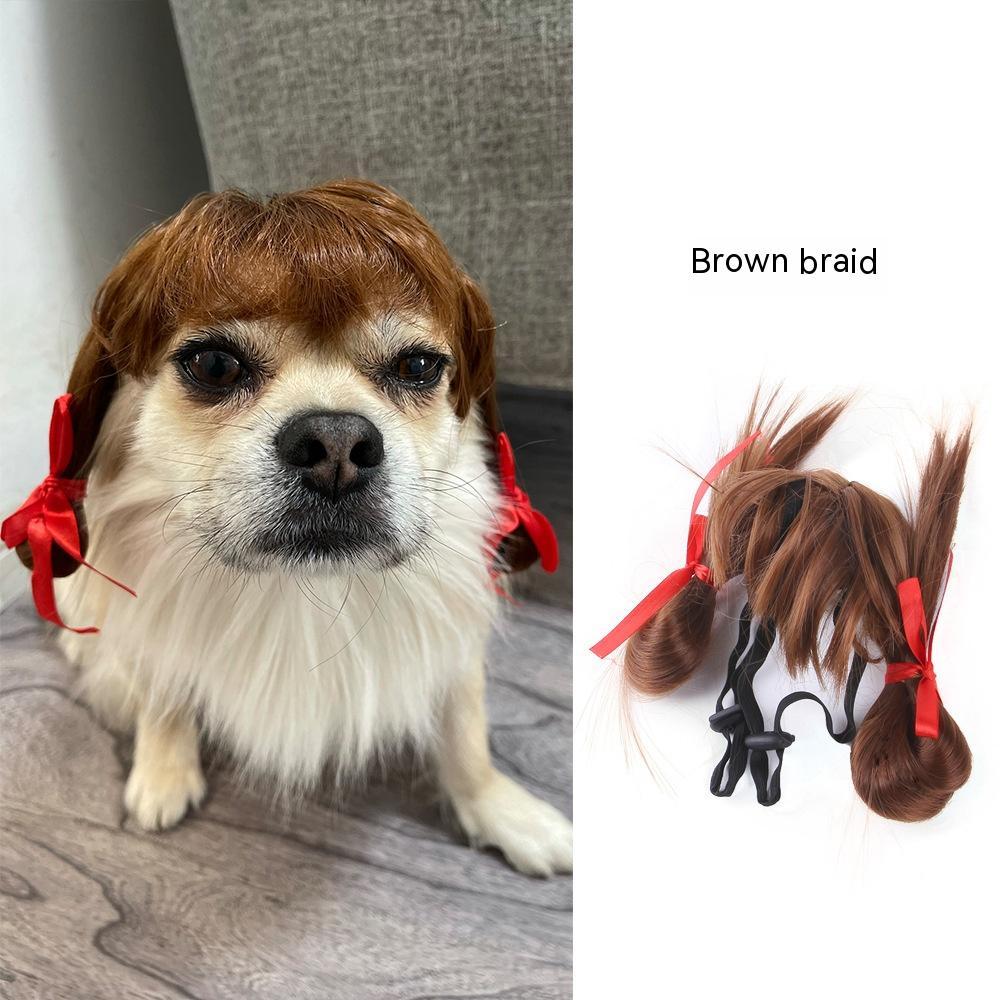KFX-5272381 Colorful Pet Wig Collection for Cats - Variety of Styles, Suitable for Halloween and Ghost Festivals, Adjustable Fit