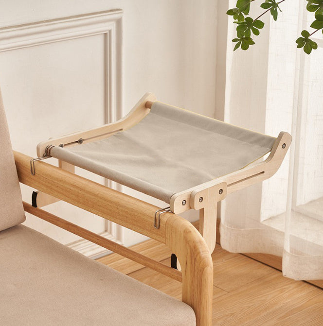 KFX-5272509 Cat Hanging Bed for Balcony or Window - Wooden Cat Hammock with Grey Powder Finish, 470x395x215MM