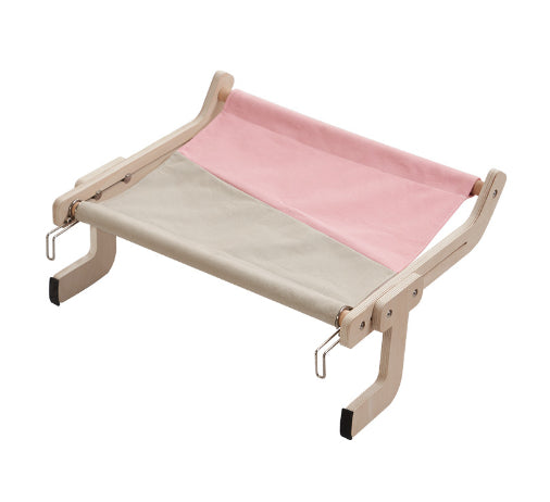 KFX-5272509 Cat Hanging Bed for Balcony or Window - Wooden Cat Hammock with Grey Powder Finish, 470x395x215MM