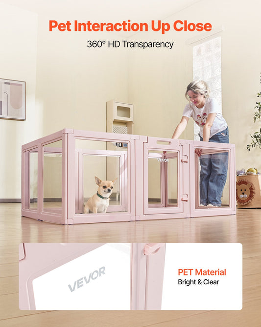 KFX-5274557 Transparent Dog Whelping Box with Window - 60x39x23 Inch Playpen for Medium Dogs