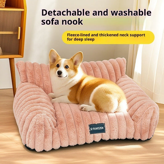 KFX-5274941 Plush Removable and Washable Corduroy Pet Bed for Dogs – Available in Multiple Colors and Sizes