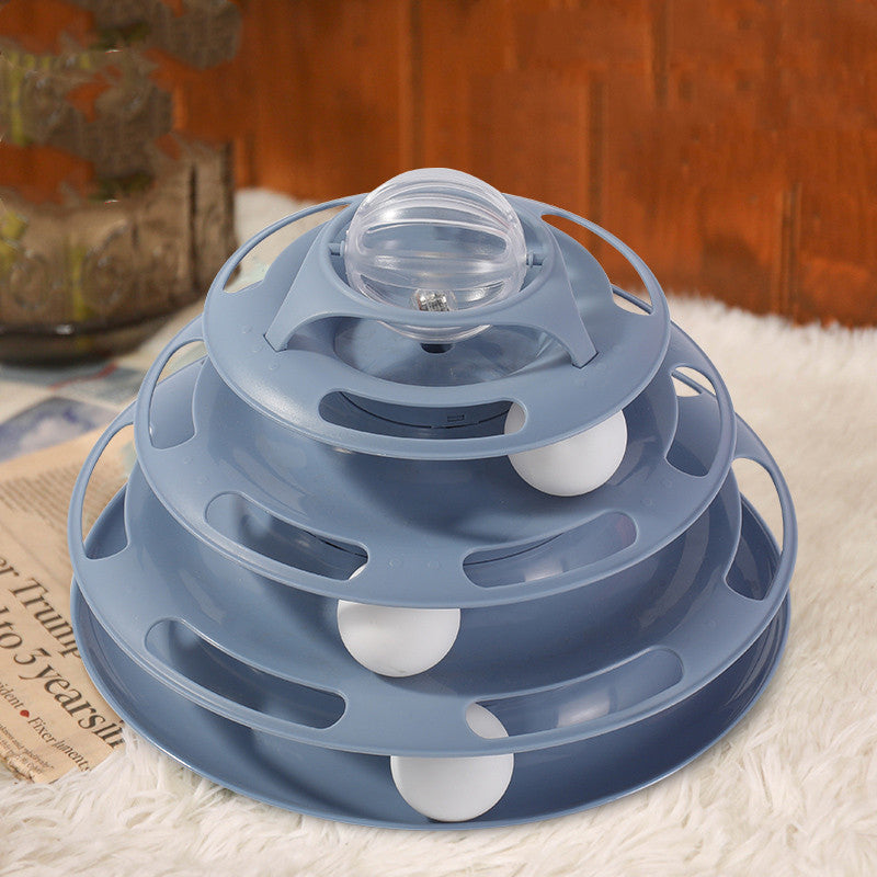KFX-5275709 Interactive Cat Toy Turntable with Glow-in-the-Dark Balls, 25.5cm Diameter