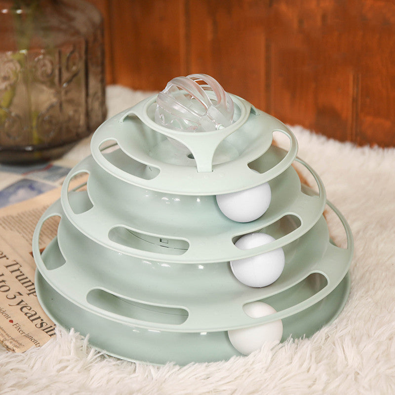 KFX-5275709 Interactive Cat Toy Turntable with Glow-in-the-Dark Balls, 25.5cm Diameter