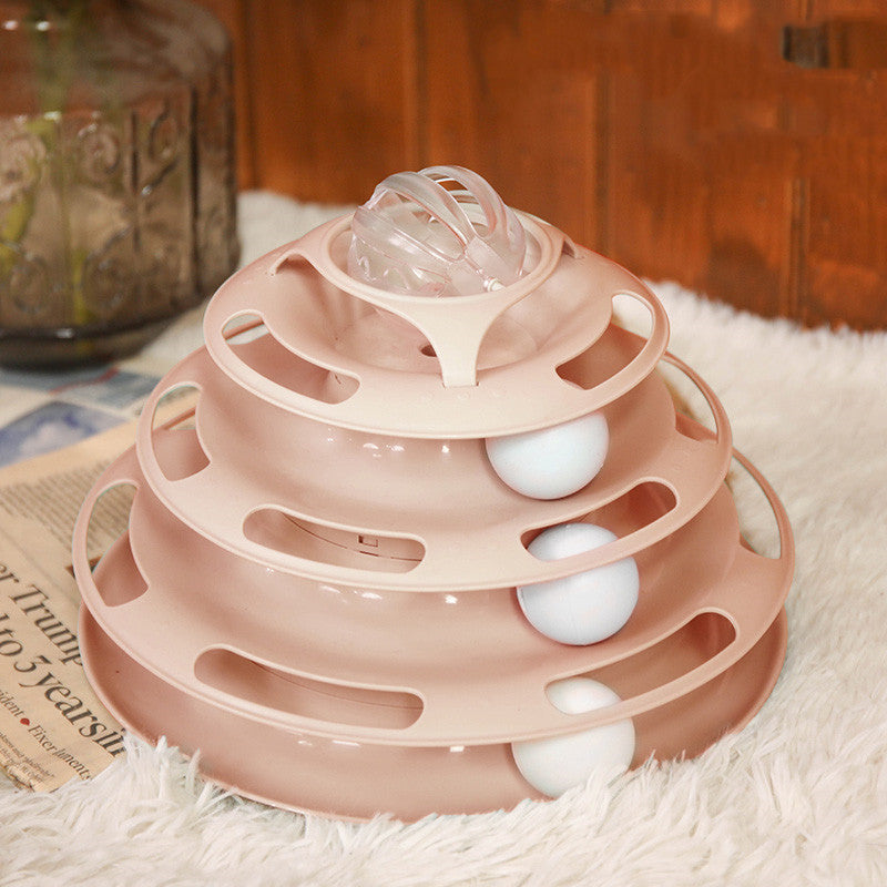 KFX-5275709 Interactive Cat Toy Turntable with Glow-in-the-Dark Balls, 25.5cm Diameter