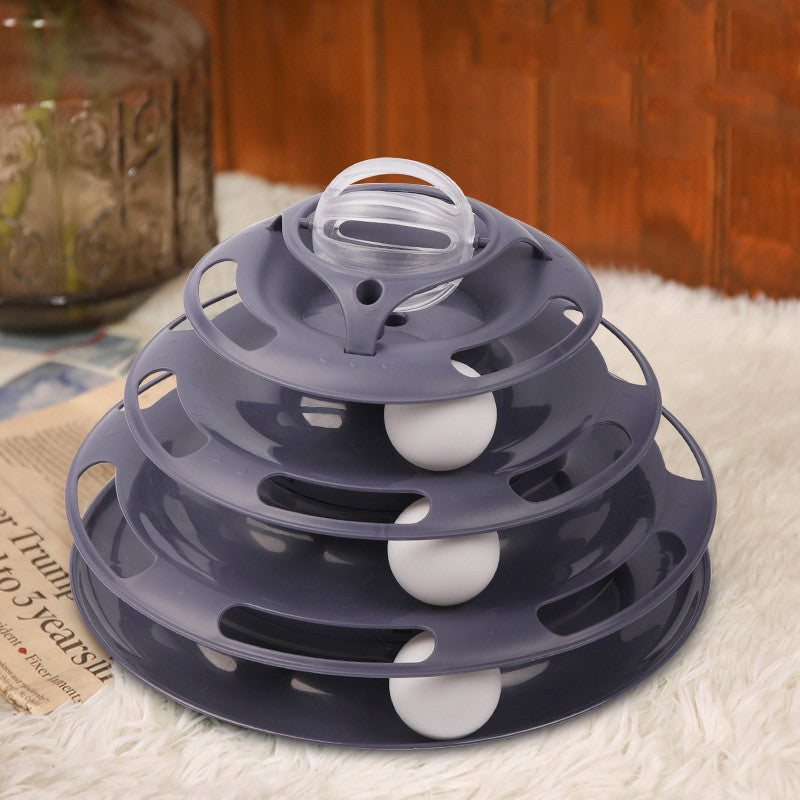 KFX-5275709 Interactive Cat Toy Turntable with Glow-in-the-Dark Balls, 25.5cm Diameter