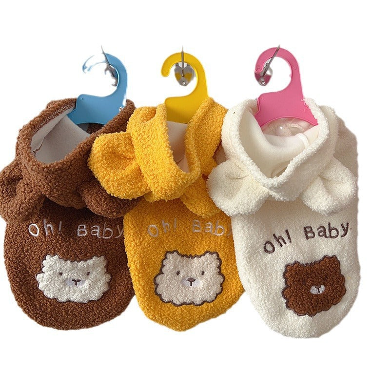 KFX-5276477 Cozy Bear Ears Velvet Vest for Small Dogs and Cats - Multiple Colors Available