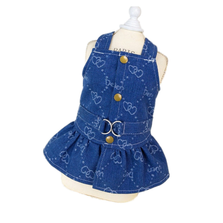 KFX-5278269 Denim Princess Dress for Small Dogs – Spring and Autumn Fashionable Pet Outfit