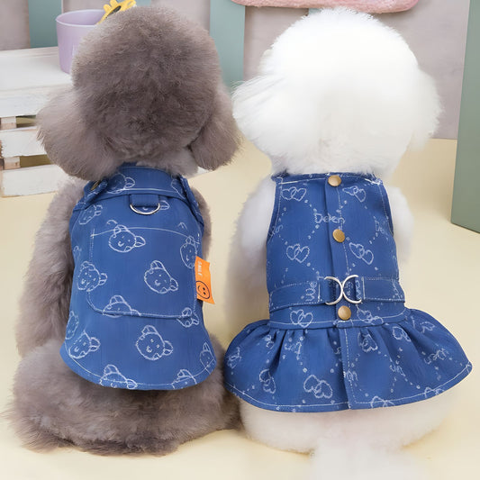 KFX-5278269 Denim Princess Dress for Small Dogs – Spring and Autumn Fashionable Pet Outfit