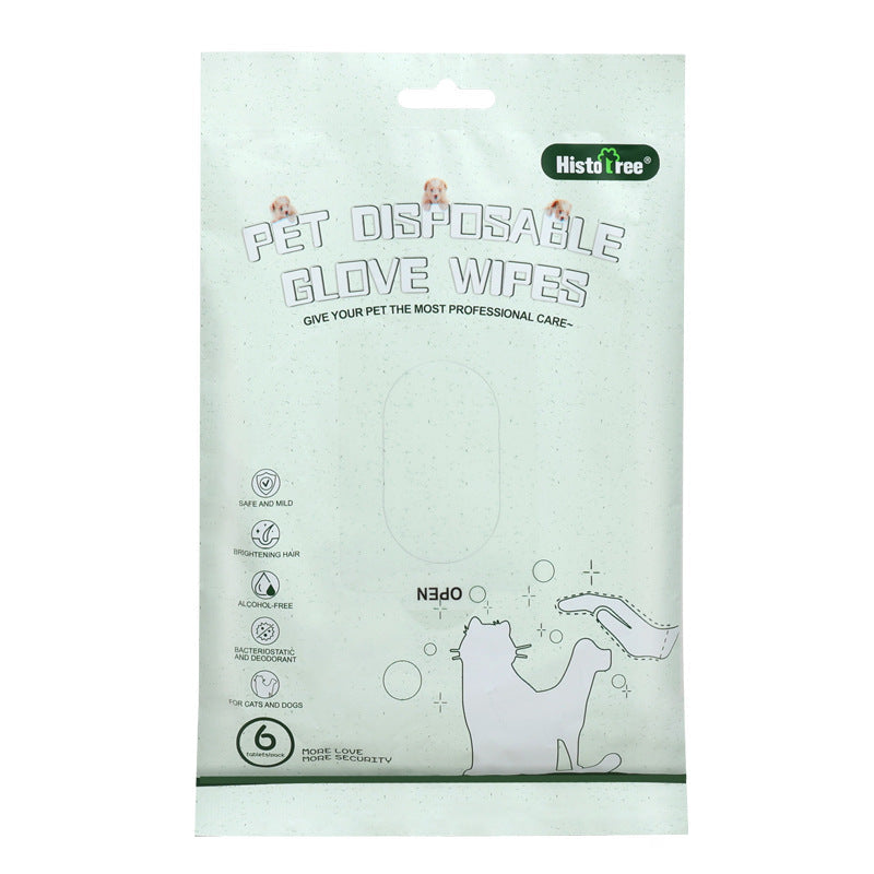 KFX-5278525 Disposable Wet Cleaning Gloves for Pets - 6 Piece Set