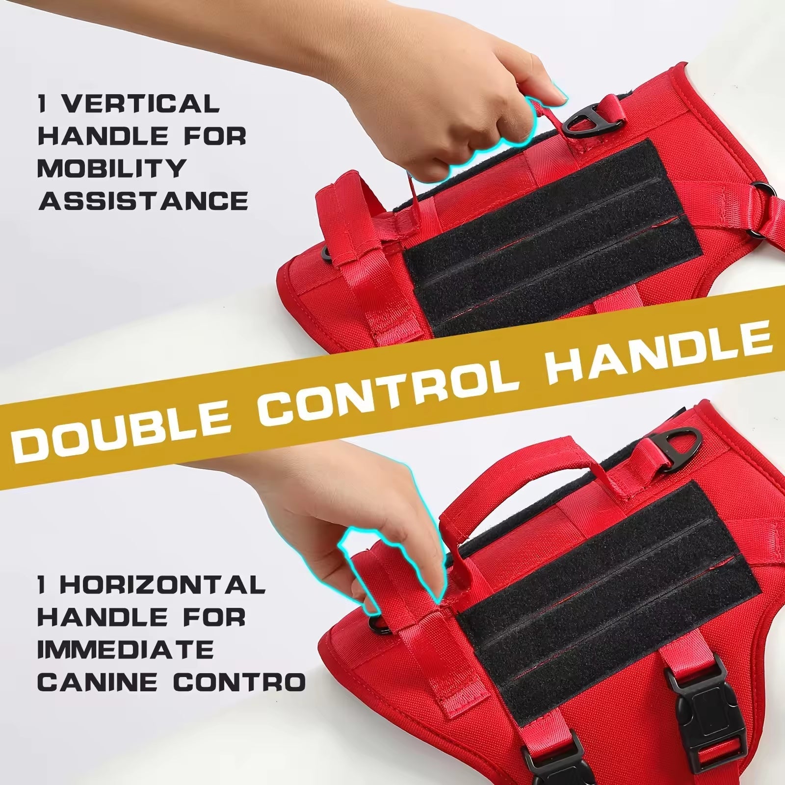KFX-5278653 Durable Adjustable Tactical Dog Harness with Dual Handles for Large Dogs