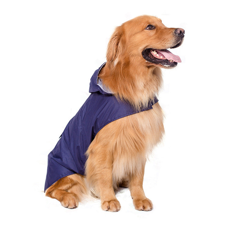KFX-5279037 Waterproof Pet Raincoat Poncho for Large Dogs - Reflective Nylon, Blue/Red/Yellow, Sizes 3XL-6XL