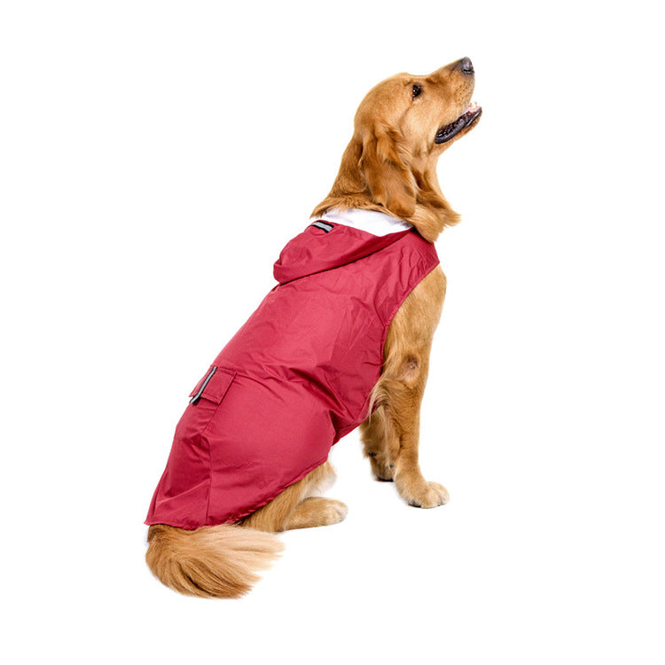 KFX-5279037 Waterproof Pet Raincoat Poncho for Large Dogs - Reflective Nylon, Blue/Red/Yellow, Sizes 3XL-6XL