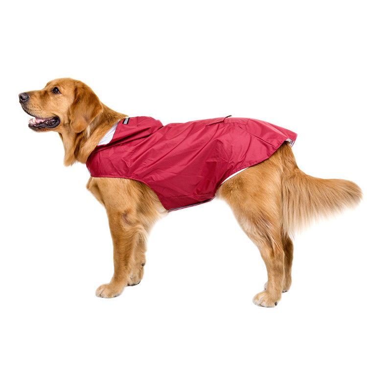 KFX-5279037 Waterproof Pet Raincoat Poncho for Large Dogs - Reflective Nylon, Blue/Red/Yellow, Sizes 3XL-6XL