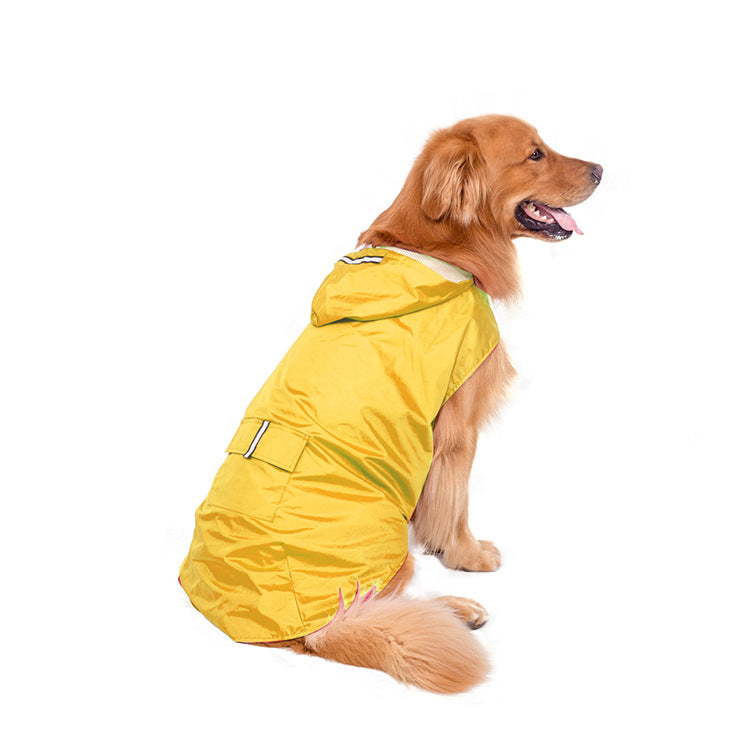 KFX-5279037 Waterproof Pet Raincoat Poncho for Large Dogs - Reflective Nylon, Blue/Red/Yellow, Sizes 3XL-6XL
