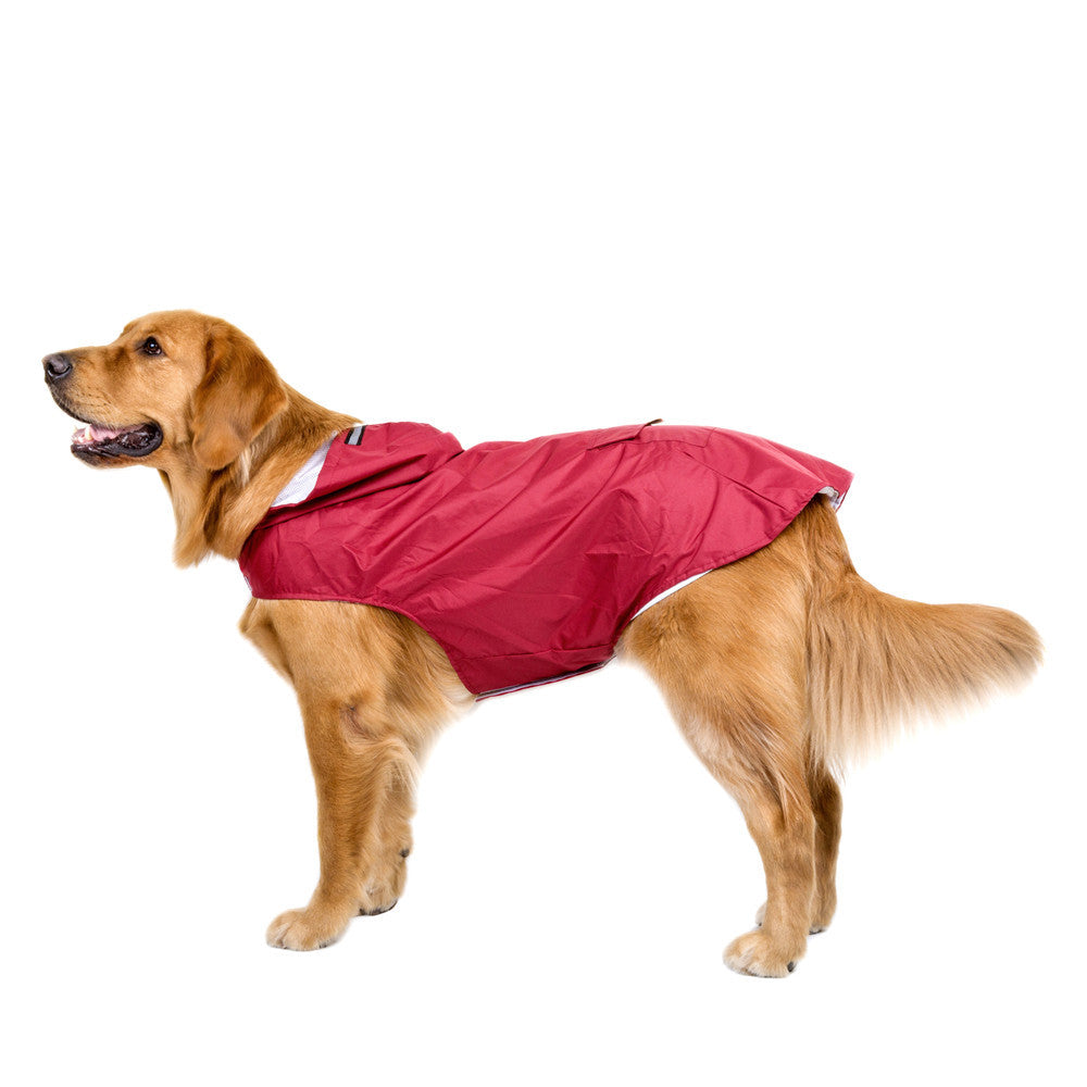 KFX-5279037 Waterproof Pet Raincoat Poncho for Large Dogs - Reflective Nylon, Blue/Red/Yellow, Sizes 3XL-6XL