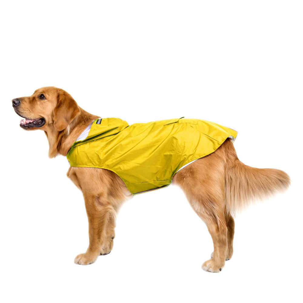 KFX-5279037 Waterproof Pet Raincoat Poncho for Large Dogs - Reflective Nylon, Blue/Red/Yellow, Sizes 3XL-6XL