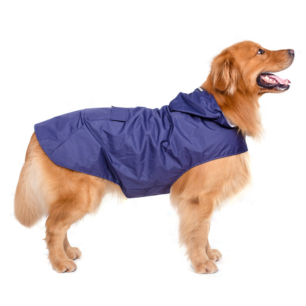 KFX-5279037 Waterproof Pet Raincoat Poncho for Large Dogs - Reflective Nylon, Blue/Red/Yellow, Sizes 3XL-6XL