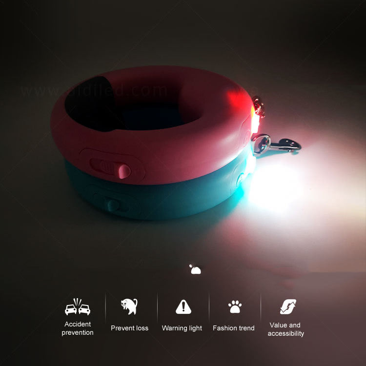 KFX-5280445 LED Automatic Telescopic Traction Rope for Pets - Rechargeable with Ergonomic Handle, 0.5*200 cm, Available in Blue, White, Pink