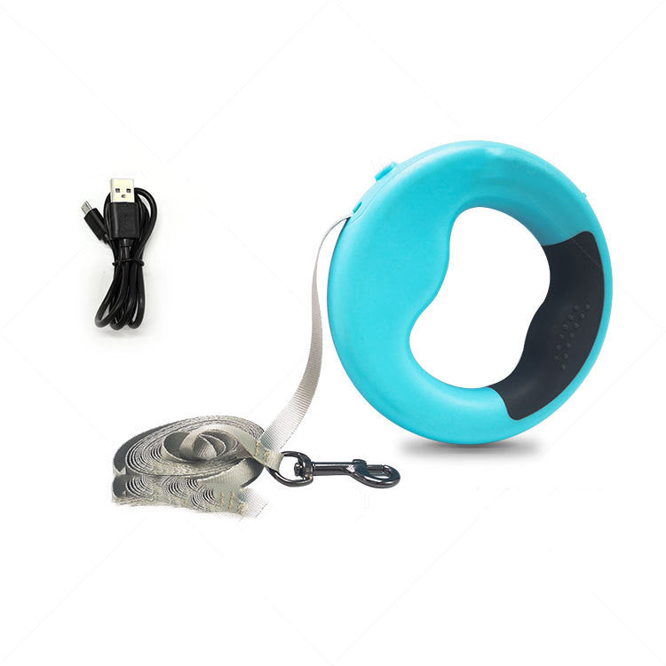 KFX-5280445 LED Automatic Telescopic Traction Rope for Pets - Rechargeable with Ergonomic Handle, 0.5*200 cm, Available in Blue, White, Pink