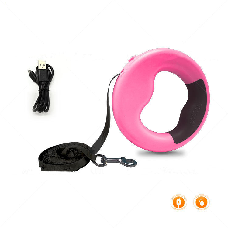 KFX-5280445 LED Automatic Telescopic Traction Rope for Pets - Rechargeable with Ergonomic Handle, 0.5*200 cm, Available in Blue, White, Pink