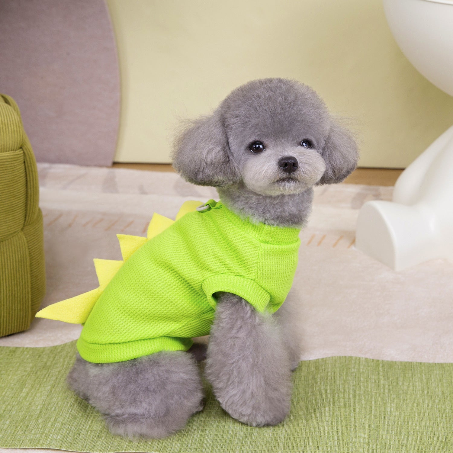 KFX-5281213 Cartoon-Style Polyester Dog Clothing in Purple, Yellow, Green - Sizes S to XXL