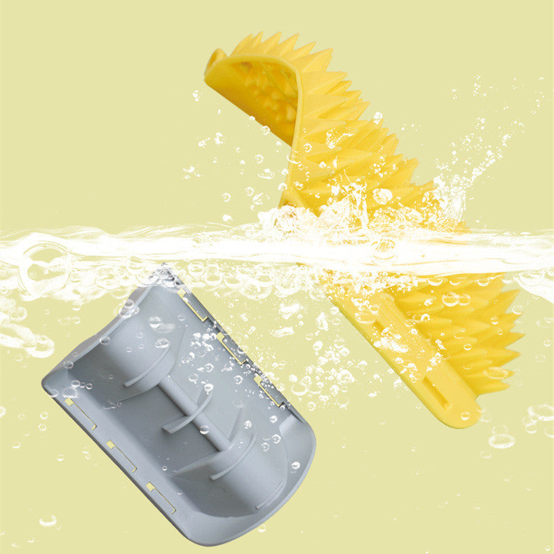 KFX-5282237 Durian Itching Comb for Cats - TPE Rubber Itching Device in Green Grass and Lemon Yellow