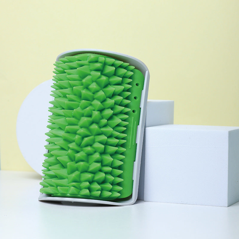 KFX-5282237 Durian Itching Comb for Cats - TPE Rubber Itching Device in Green Grass and Lemon Yellow