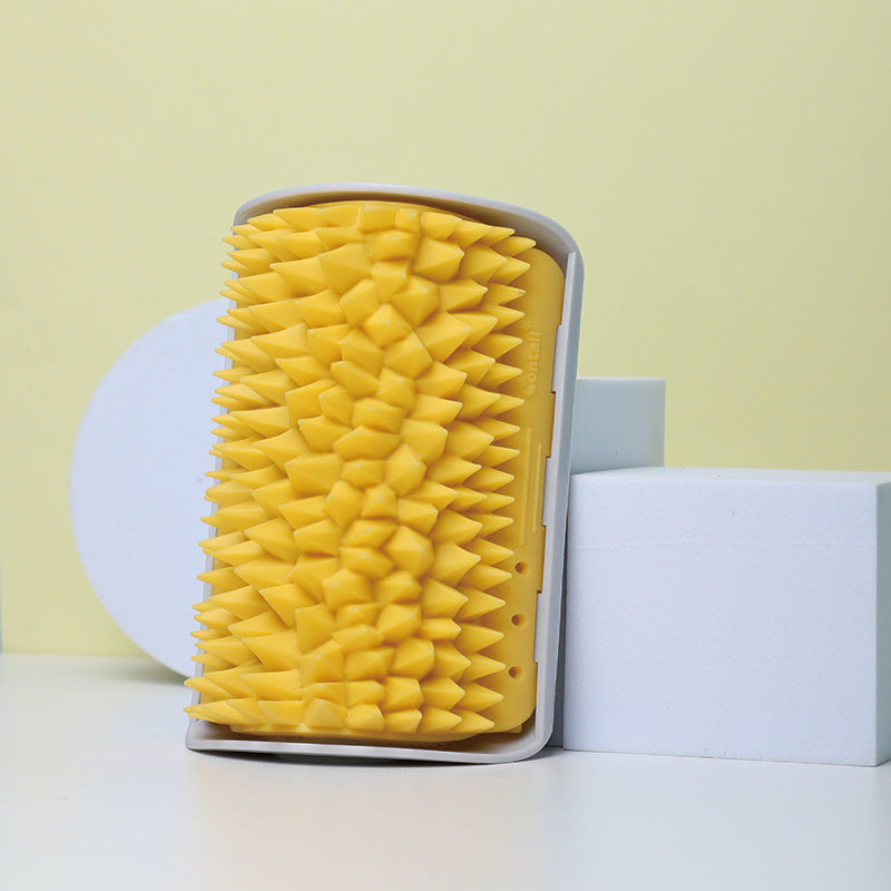 KFX-5282237 Durian Itching Comb for Cats - TPE Rubber Itching Device in Green Grass and Lemon Yellow