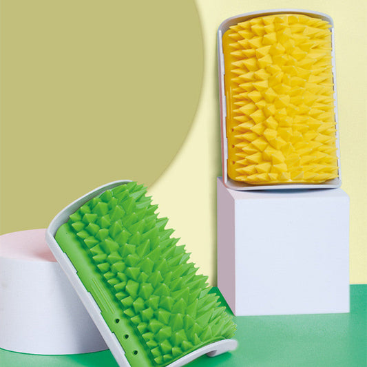 KFX-5282237 Durian Itching Comb for Cats - TPE Rubber Itching Device in Green Grass and Lemon Yellow