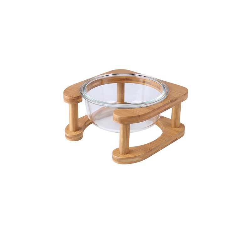 KFX-5282621 Elegant Glass Cat Bowls - Single & Double Designs Available, Various Sizes